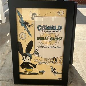 Walt Dinesy's Oswald the Lucky Rabbit "GREAT GUNS!" Framed Poster